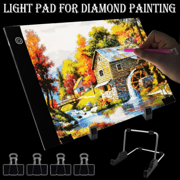A4 LED-valotyyny diamond painting 5D timanttikirjonta Lig