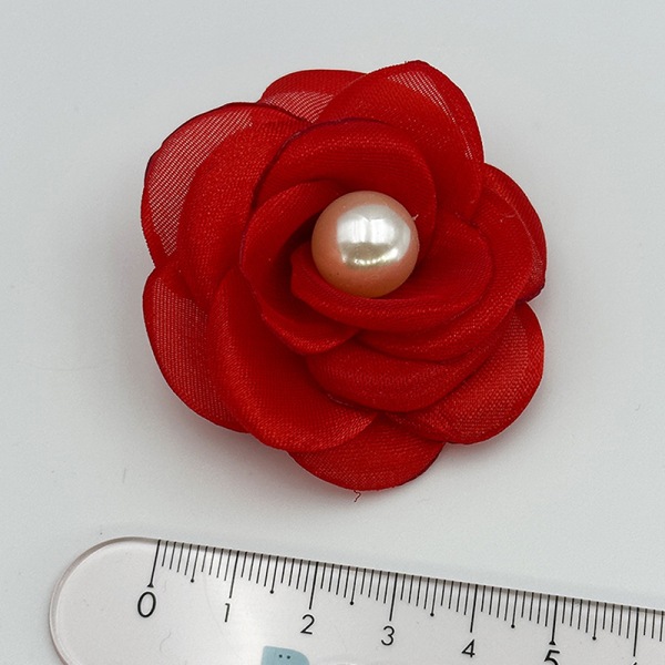 1st 5cm Mesh Gaze Blommor För DIY Bröllopsfest Kläder Skor Red