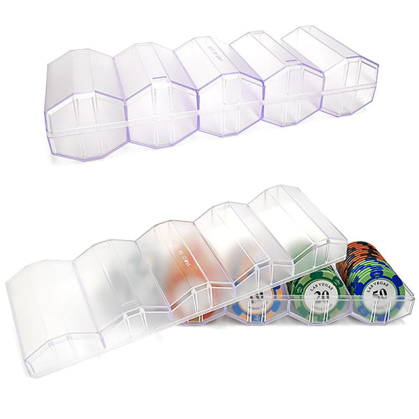 100 Chips Akryl Poker Chip Tray Case Holder Professional Casi