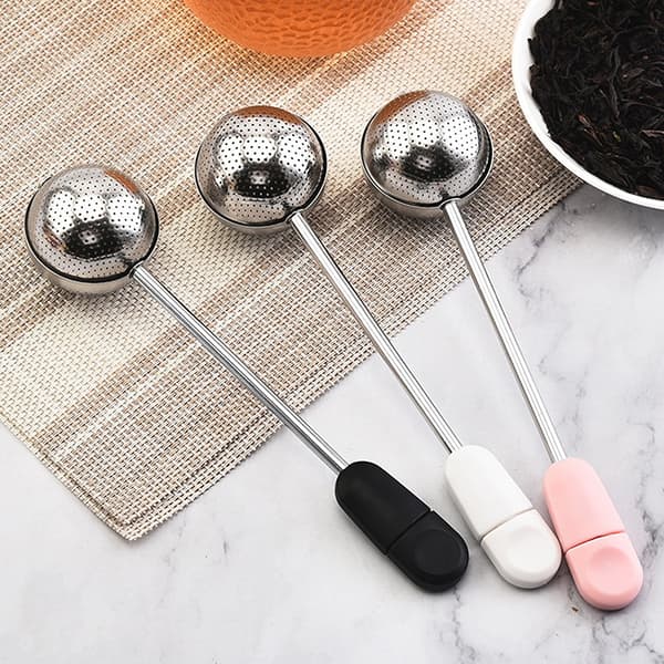 Bærbar 304 rustfrit stål roterende te-infuser og kaffegrumsfilter B