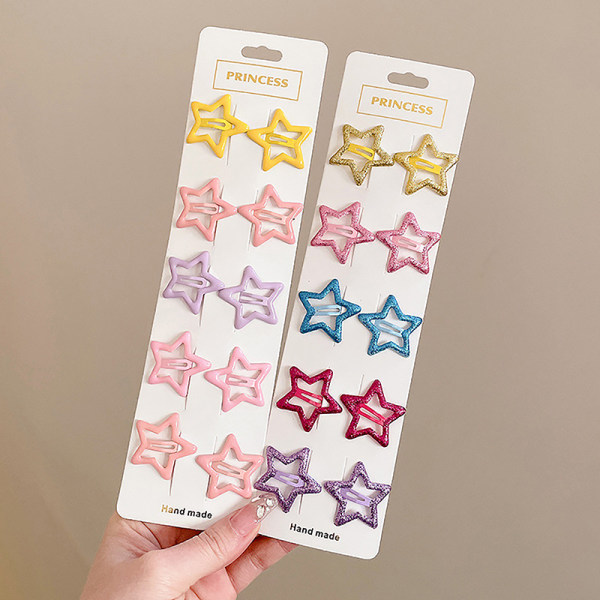 3/10 stk Bobby Pin Girl Colorful Stars Barrettes Metal Snap Clip A