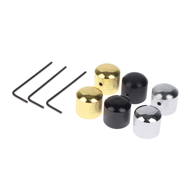 Metal Dome Tone Gitarr Volym Tonknappar Potentiometerkontroll Silver