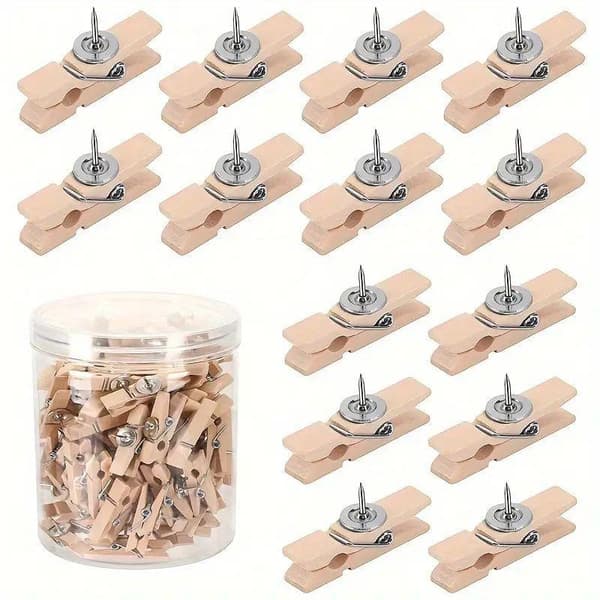 50 stk/eske trykknål i tre, egnet for flere formål 50pcs