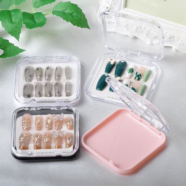 Akryl False Nail Storage Box Smycken Presentbox för DIY Press-o Transparent
