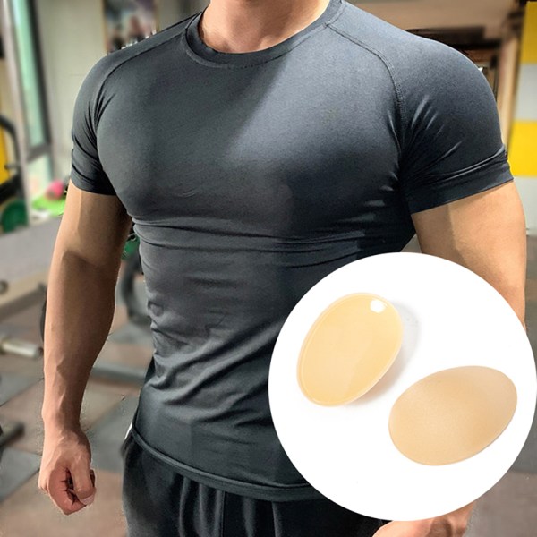 1 par øget mænds brystmuskel selvklæbende silikonepude S Black
