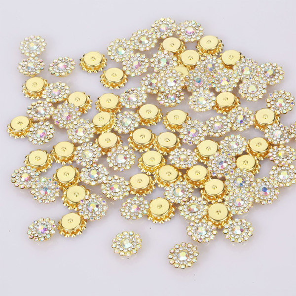 25 Stk14mm Blomsterformet Sparkling Button Flatback Sydug AB