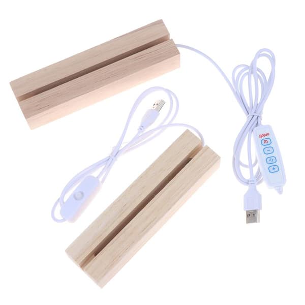 LED Rektangulär Nattlampa i Trä med USB Tricolor Light