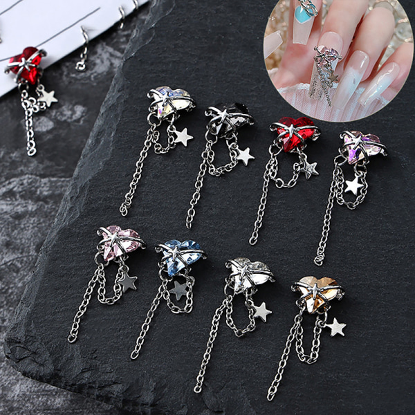 Nail Supplies Tassel Chain Crooked Heart Peach Heart Alloy Nail H353