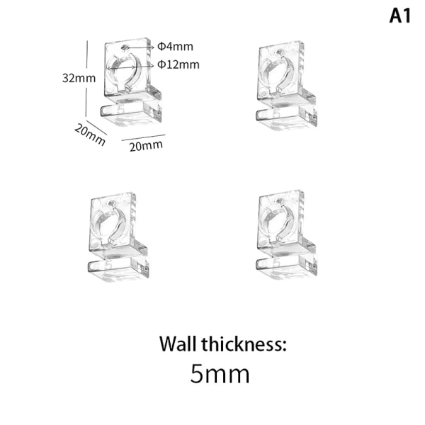 4 stk Aquarium Akryl Clips Akvarium Låg Dæksel Support Holder 5mm