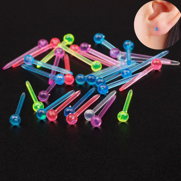 60st/200st Färgglada anti-allergi plast örhänge Anti-bl Ball 60pcs