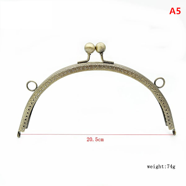 Tee-se-itse metallinen puoliympyrän muotoinen kehys Kukkaro Kahva Kolikkolaukut Metal Kiss Clas 8.5cm
