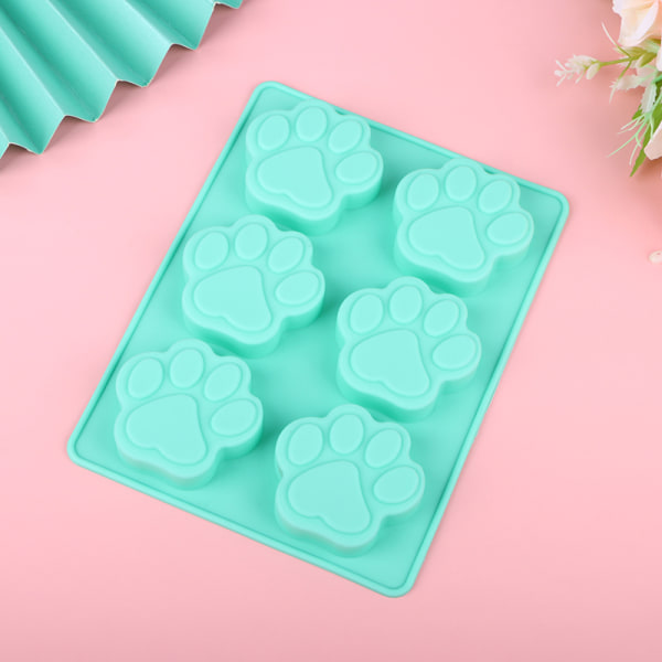 1 kpl 6 Cavities Lovely Dog Cat Paw Fondant Cake mold tee itse Green