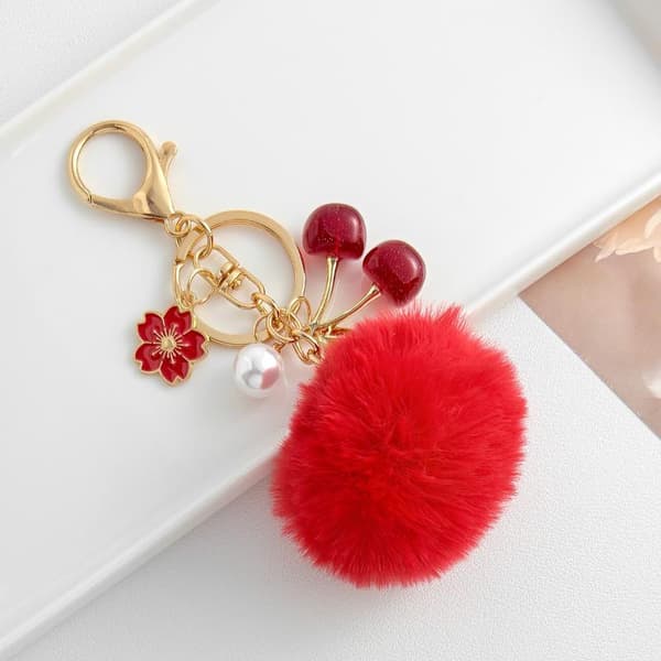 Plys Nøglering 5,5 cm Fluffy Pompon Kugle Taske Rygsæk Dekoration A4