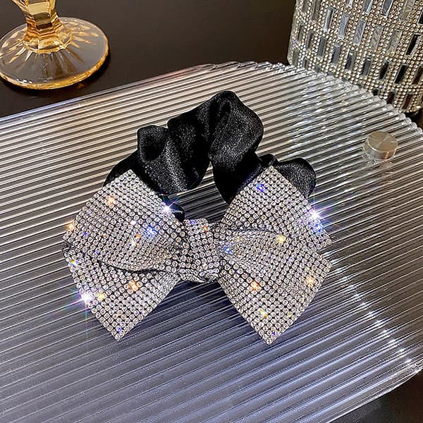 Rhinestones hår sløjfer Scrunchies binder reb Elastiske gummibånd A6