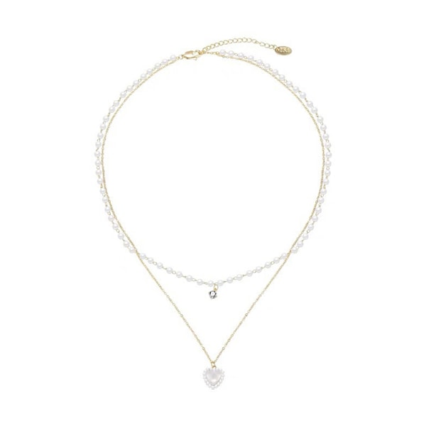 Uusi muoti Kpop Pearl Heart Choker -kaulakoru ja kaksikerroksinen cha