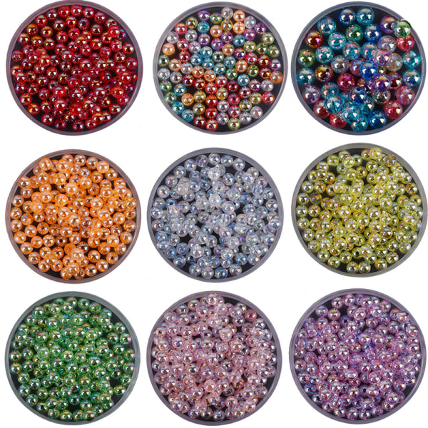 100 kpl 6 mm Rainbow Candy AB värilliset pyöreät akryylihelmet jalokiville Dark pink 8MM about50pcs