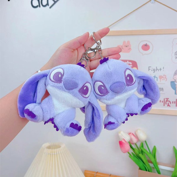 Cartoon Stitch plysch docka nyckelring väska hänge plysch leksaker hem Purple