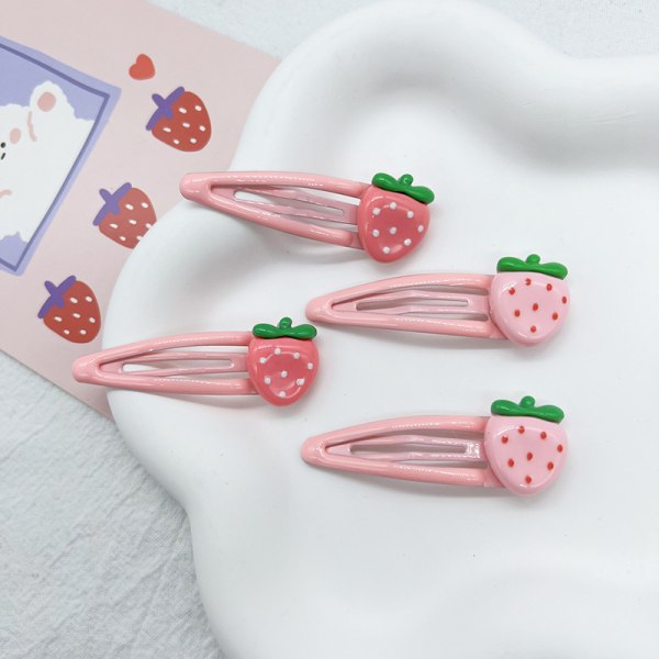 2 stk e Sweet Strawberry Hårnål Nydelig Rosa Hårklemmer Jenter Ha A1
