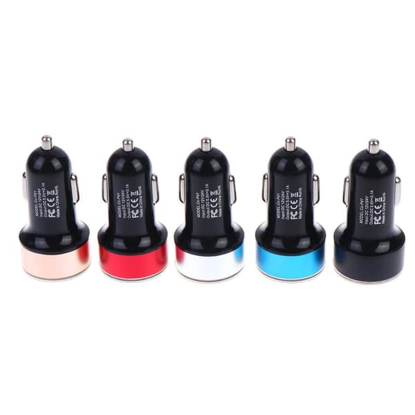 1 stk. Dobbelt USB Biloplader Adapter Bil Lighter LED Voltmeter Mob A1