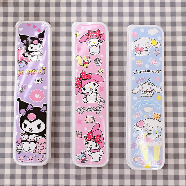 Kawaii Sanrio My Melody Cinnamoroll Kuromi lery Set tikkuja Spoo 2Pcs set A