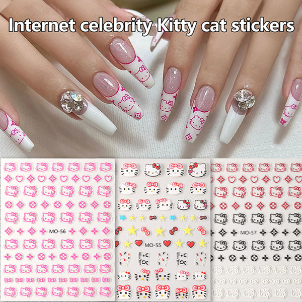 1 ark e Cat 3D Nail Art Stickers Manicure Supplies Selvklæbende A3