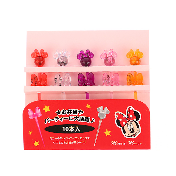 10 stk/pose Fruktgaffel klasse Plast Mini Cartoon Kids Cake Frui Red