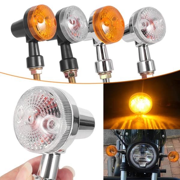 Universal Motorcykel Retro Blinkers Ljus Indikator Blinker Silver White