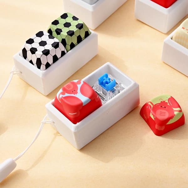 e Tecknad Fidget Keycap Nyckelringar Bedårande Djurmönster För A2