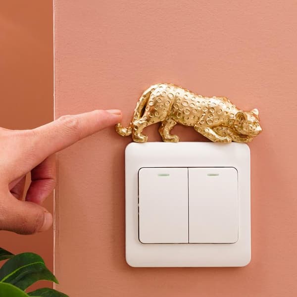Leopard Lysbryter Dekorasjon Harpiks Leopardfigur Selvklebende A1