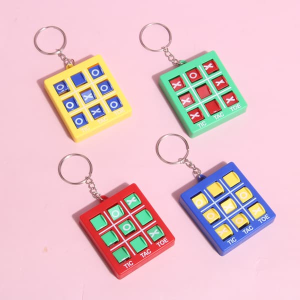 1 stk Mini Tic-tac-toe spil nøglering vedhæng Decompress XO Spin C