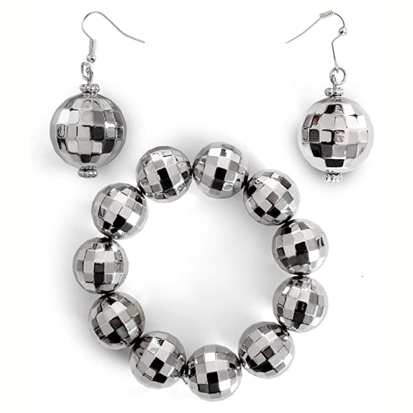 Sølvfarge Shiny Disco Ball Dingle øredobber Smykker Retro Ro P2 569c | P2 |  Fyndiq