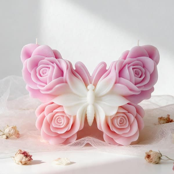 Rose- og sommerfugleformet silikoneform A
