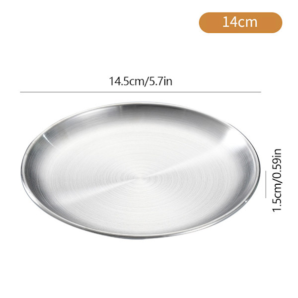 Opbevaringsbakke i gyldent rustfrit stål Luksuriøs messing rund plade Silver 14cm