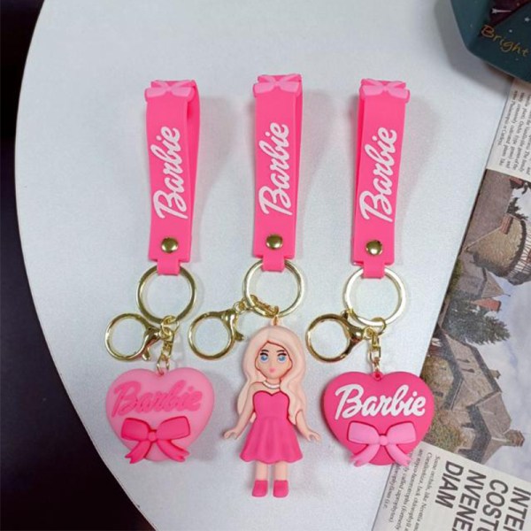 Barbie nøkkelring Cartoon Barbie Doll Sløyfe Hjerte Rose Rød Rygg 2