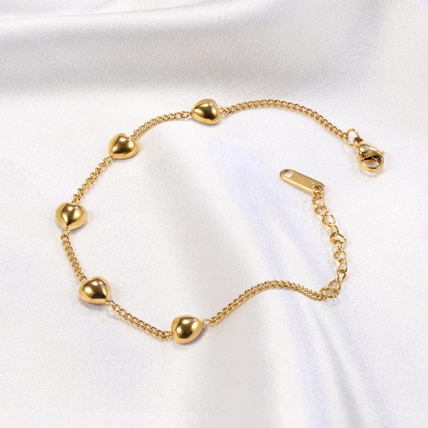 Enkelt hjärtformat guldlegerat armband för modesmycken för kvinnor B