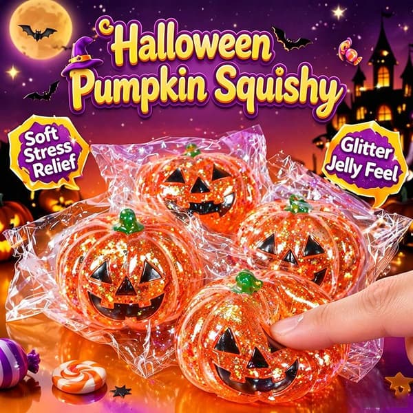 Halloween Glitter Græskar Klemmelegetøj Elastisk Til Halloween A7