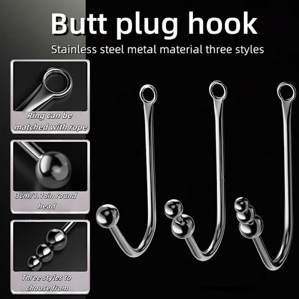 Rustfrit Stål Krogkugler Metal Dilator Plug Store Perler Prostat A