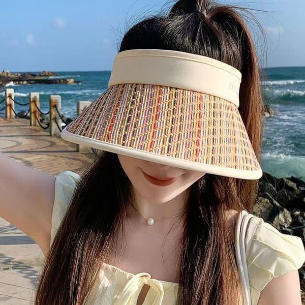 Dam Solhatt Sommar Solskydd Bred Brätte Strand Utomhus S Khaki