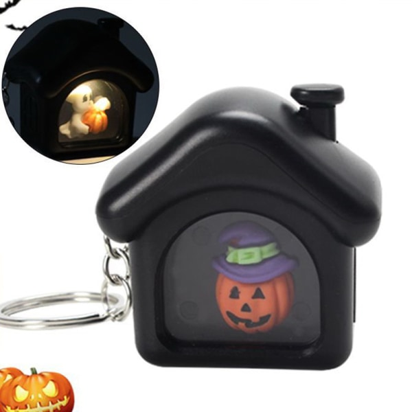 Halloween pumpa Nyckelring Glödande knickknack hus spöke A2