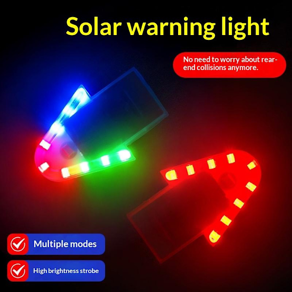 Solar Bil Pil Blinkende Lys Trådløs Multi Mode LED Advarsel A4