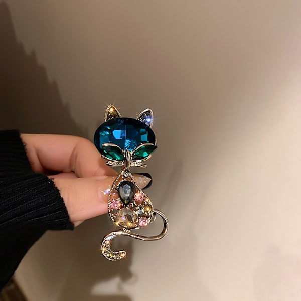 Kristall Rhinestone Cat Broscher För Kvinnor Legering Djur Pins