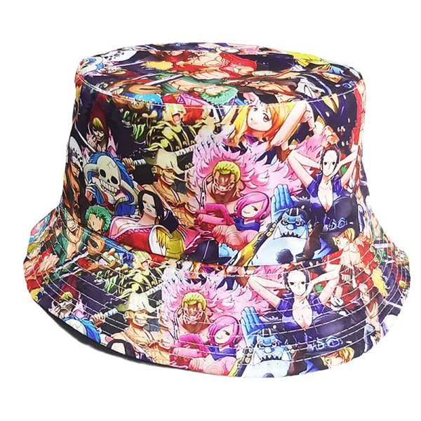 Polyester Bucket Hat Anime One Piece Unisex Mænd Outdoor Travel A3