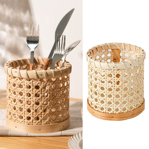 Rattan sticks Opbevaring Håndlavede ske Organizer Holder blyanter O A