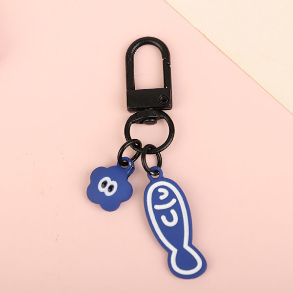 Kreativ tecknad liten fisk nyckelring Kawaii Fish Bone Keyring A1