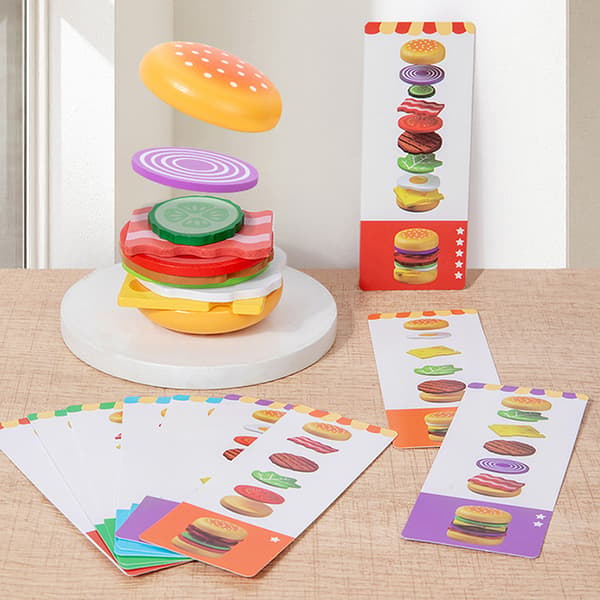 Montessori Tre Hamburger Late Som Lekemat Matchende Stabling