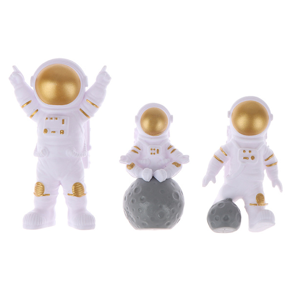 3 kpl Universe Rocket Astronaut Happy Birthday -kirjekoristeita Gold