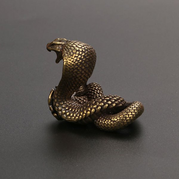 Antik brons Kobra Staty Ornament Zodiac Snake Miniatyr Fig