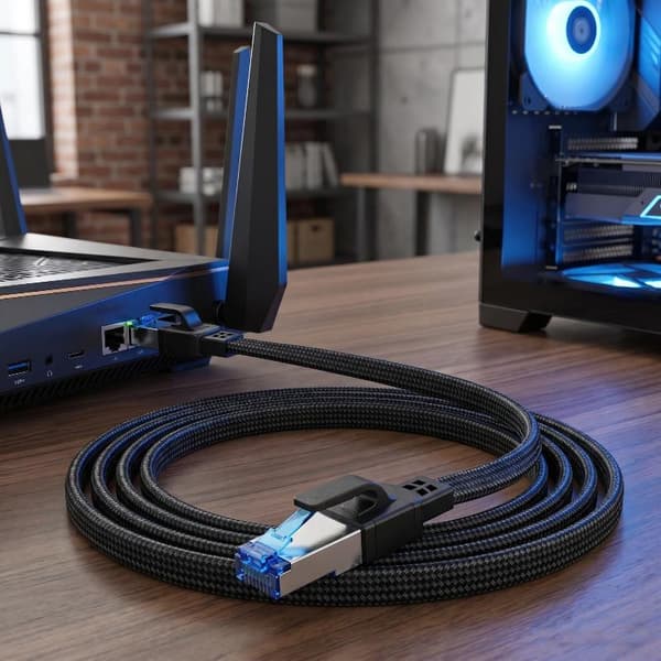 CAT8 Ethernet-kaapeli 40Gbps 2000MHz nopea RJ45-peli litteä 1M