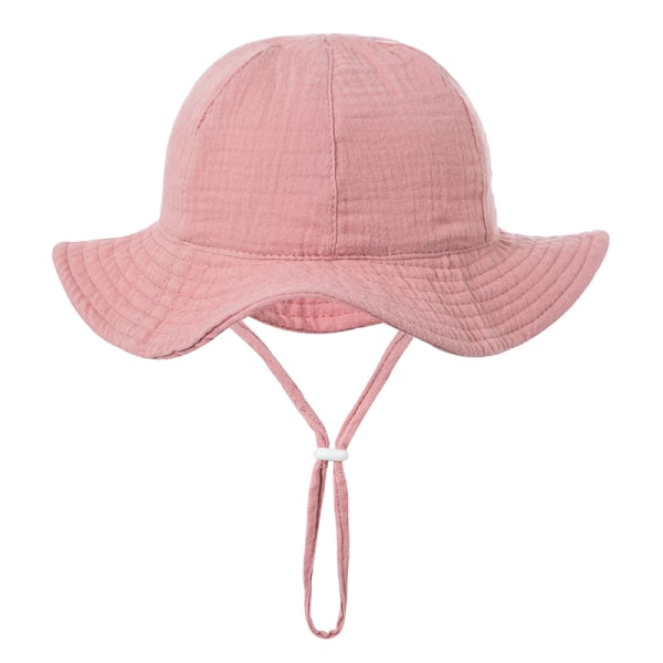 Baby Bomuld Bucket Hat Nye børn Outdoor Caps Unisex Print Rubber pink