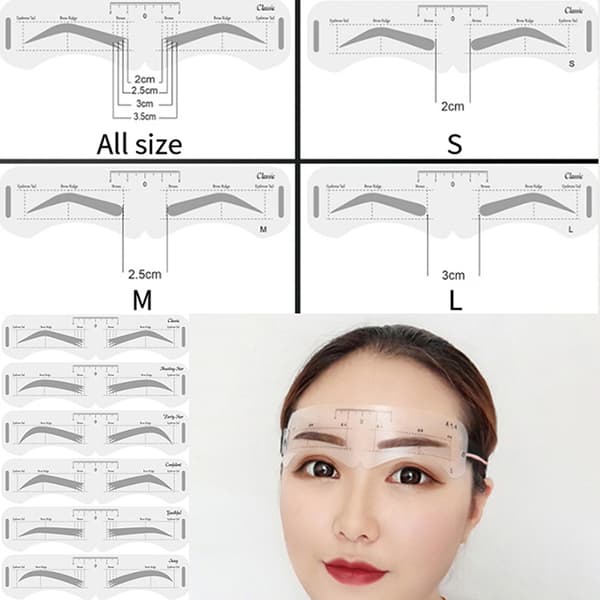 12 stk Øjenbryn Shaping Stencils Grooming Shaper skabelon Makeup All
